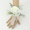 Elfenbein Handgelenk Corsage Brautjungfer Schwestern handgemachte Fr künstliche Seide Rose Armband Frs für Hochzeit Tanzen Party Dekor e4DK #