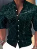 メンズカジュアルシャツ幾何学的パターン印刷長袖のシャツスタンドアップカラーグリーングレーアウトドアファッションストリート衣料品デザイナー