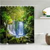 Dusch gardiner vattenfall skog naturlig landskap gardin tropisk djungel växt palmer