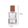 Storage Bottles Glass Spray Atomizer 30ml Empty Round Crimp Perfume Bottle Wood Lid Cosmetic Packaging Clear Thick Bottom Refillable Vials