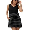 Abiti casual a strisce a strisce in bianco e nero abito sexy midi sexy femmina dolcezza un pezzo coreano mancata