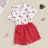 Set di abbigliamento set per bambini per le ragazze di San Valentino da giorno di lettere ricamato a maniche corta