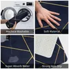 Bath Mats Blue Marble Mat Non Slip Metal Border Geometric Toilet Pad Quick-Drying Kitchen Shower Door Floor Velvet Bathroom Rug