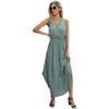 V-Neck Sleeveless Curved Hem Long Women's Dress Skirt 842122