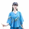 Vintage Cott Linho Floral Imprimir V Neck Camisa Estilo Chinês Traditial Feminino Hanfu Blusa Natial Solto Mulheres Tops Tang Suit 57va #