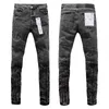 2024 Pur ple jeans Top Jeans pour hommes Bleu gris foncé Skinny Fit Patch Vintage Détresse Ripped Destroyed Stretch Biker Denim Noir Slim Hip Hop Pantalon pour hommes Jean