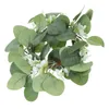 Decorative Flowers Eucalyptus Wreath Artificial Leaves Rings For Decor Paper Mini Wreaths Silk Cloth Pillar Garland