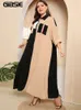 gibsie plus size color block lapptäcke skjorta dr kvinnor vår sommar överdimensionerad 3/4 ärmficka casual maxi lg dres m0dn#