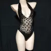 sexy rood zwart roze rhinestes transparant turnpakje dans kostuum danser backl outfit avond verjaardag vieren bodysuit 5623 #