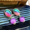 Boucles d'oreilles à clous pour femmes et filles, bijoux de tempérament Vintage, perles de verre colorées, cadeau de fête, vente en gros