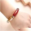 Bangle Arcylic Vintage Marble Grain Curved Bamboo Tube Women Bangles Fashion Smyckesgåvor till hennes Lady Armband Drop Delivery Armele Otuhj