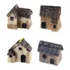 Garden Decorations LIOOBO 4pcs Miniature House Micro Landscape Resin Village Dollhouse Thatched Cottage Decor Set