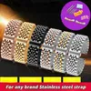 Bands 6 kleur Gebogen uiteinde roestvrijstalen band band 14 16m 18mm 20mm 22mm Mannen Metalen Platte Interface Polsband armband H240330