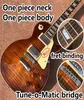 Todo personalizado pescoço onepiece sunburst corpo guitarra elétrica atualização tuneomatic ponte guitarra tigre chama guitarra smo7059963
