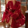 Thuis Kleding Sexy Robe Gown Zijde Satijn Bruiloft Bruid Bruidsmeisje Bloemen Badjas Kimono Night Bad Nachtjapon Dressing Voor Vrouwen