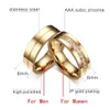 Anéis de casamento moda mulheres homens casais aaa cz aço inoxidável 18k banhado a ouro zircônia cúbica anel de casamento 1 peça 24329