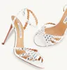 Summer Tequila Sandal Rosa Cleo Crystal Stiletto Heel Dress Shoes Designer Sandaler Clear PVC Open Toe Cross Women's Fashion Wedding Party