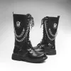 Stiefel Motocycle -Stiefel Größe 3746 Männer Schuhe Armee Boot Hightop Military Combat Stiefel Metallkette Männliche Moto Punk -Stiefel