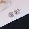 Stud 2023 Luxury Rose Gold Exquisite Highend Earrings Jewelry Simple Classic Super Flash 3A Zircon S925 Sier Female Drop Delivery DH5A7