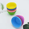 Stampi da forno 12 pezzi Tazza per torta in silicone Stampi per muffin a forma rotonda per cupcake Cucina domestica Forniture per cucinare Strumenti di decorazione