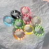 Decorative Figurines 5pcsins Korea Striped Rainbow Gradient Color Ring DIY Resin Personality Sweet Girl Wholesale