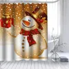 Rideaux de douche personnalisés de neige personnalisé Santa Claus Funy rideau Polyester Tissu Tissu de salle de bain étanche avec crochet 150x180cm
