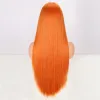 Parrucche Parrucche sintetiche lunghe arancioni diritte con frangia Capelli finti naturali ad alta temperatura per parrucca cosplay da donna Capelli Lolita