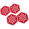 Pillow 4 Pcs Grey Coasters Placemats For Xmas Hexagon Christmas Supplies Cloth Snowflake Table Dinner Cup Home Anti-skid