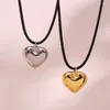 Chains Fashion Love Heart Necklace For Women Couple Vintage Black Rope Trendy Chain Simple Pendant Necklaces Jewelry Gift Wholesale