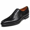 Dress Shoes Meixigelei Crocodile Leather Men Round Head Lace-up Wear-resisting Business Male Formal m655#