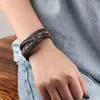 Charm Bracelets Leopard Print Leather Multi-Layer Wraps Bracelet Boho Wide Buckle Wristband Bangle Waterproofbraided Cuff For Women