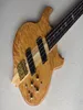 Guitare basse électrique de couleur bois naturel 4 cordes personnalisée en usine avec matériel doré NeckThruBody 24 frettes offre personnalisée6302426