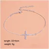 Ankelets mode Sier Gold Beach Armband Women Girls Classic Rhinestone Cross Anklet Summer Holiday Foot Armband smycken Set Drop D DHBPR