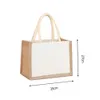 Femmes Burlap Jute Tote Sac Shop Sac réutilisable Sacs-tottes de grande capacité Sac à main à main haut de gamme CTRAST COLOR CORTRASS Y1B2 #