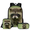 Sacs Sac d'école de raton laveur mignon pour fille garçons cartable mignon Panda rouge impression 3D enfants sacs à dos voyage sac à dos étudiant sac à dos ensemble