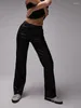 Pantalon femme Pantalon en cuir mat noir Femmes Vintage Faux PU Longueur de plancher en vrac avec poche Stretch Straight Panst Clubwera personnalisé