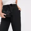 plus la taille cravate taille bureau de travail élégant pantalon sur mesure femmes poches latérales noir pantalon de cheville conique pantalon grande taille 6XL 7XL D2xB #