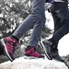 Botas de tamanho grande botas de caminhada ao ar livre masculino homem não deslizamento subindo inverno tênis de pele quente preto tamanho 42 sapato de caminhada de trekking