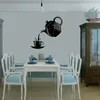 Wall Clocks 3PCS DIY Acrylic Coffee Cup Teapot 3D Clock Decorative Living Room Dining Home Decor