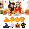 Baking Moulds 4pcs Halloween Party Decoration Pumpkin Ghost Theme Plastic Cookie Cutter Plunger Fondant Chocolate Mold Cake Decorating Tools