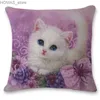 Kussen Creatieve handgeschilderde kat kindercadeau verjaardag gedrukt polyester case thuis auto kussen sofa 45x45 Y240401