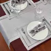 Table Runner Hand Hemstitched Dining Dresser Scarves Silver Thread Interweaving (Light Gray 12 x 72 Runners) yq240330