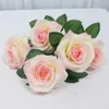 Couronnes de fleurs décoratives 34 cm Rose Soie Fleurs Artificielles Petit Bouquet 5 Tête Fausse Fleur Saint Valentin Décoration De Mariage Intérieur Flores DIY SuppliesL2403