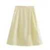 Skirts KEYANKETIAN Launch Women's Bright Effect Solid Skirt Stylish Simply Zipper High Waist A Line Mid-Calf MIDI Female