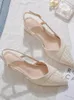 Casual Shoes Fashionable High Heels Feminine Temperament French Fairy Style Pointed Toe Comfortable Middle Heel Wrap Back Hollow