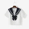 jk Black Collar White Lines Basic School Uniform Girl Sailor Suits Pleated Skirt Japanese Style Clothes Anime COS Costumes Women k0uI#