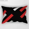 Pillow 30x50cm Ins Black Red Series case Patchwork Stripe Polyester Cushion Cover Art Line Geometric Waist slip Home Decor Y240401