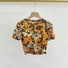 Kvinnors T-skjortor Summer 2024 Kvinnor Kort typ Tshirt Floral Print Fashion All-Match Round Neck Tee For Female