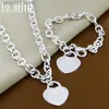 Pendant Necklaces DOTEFFIL 925 Pure Silver Heart 18 inch Chian Necklace 8 inch Set Suitable for Womens Wedding Engagement Party JewelryQ240330