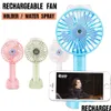 USB -prylar Portable Handheld Mini Fan Gadget Cooling Fuidifier Rechargeble Battery Water Spray with Retail Box Drop Delivery Comput Otd5y